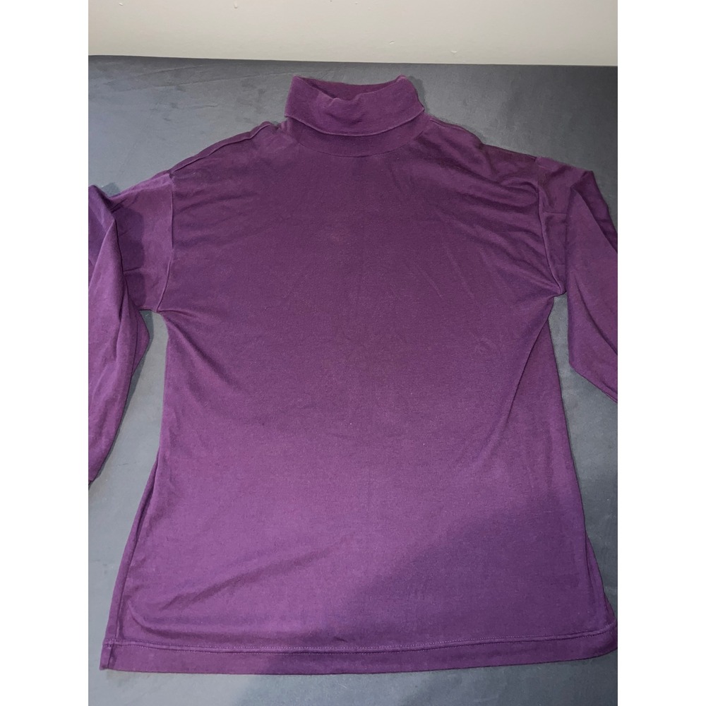 Ivy Club Turtleneck Top Women Large Purple Excellent Long Sleeve Solid Mock Neck - Picture 3 of 5
